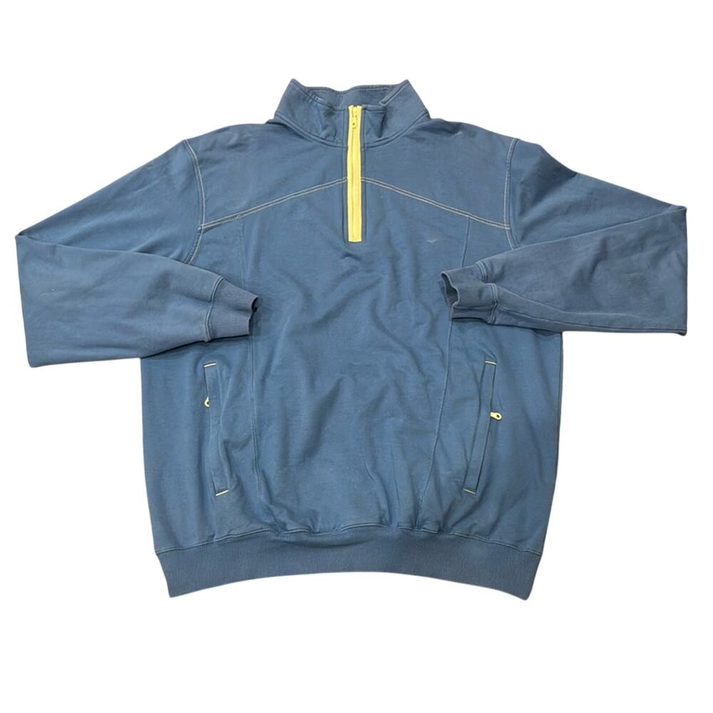 Cutter & Buck Men's Quarter Zip Pullover Blue Tan Size XL